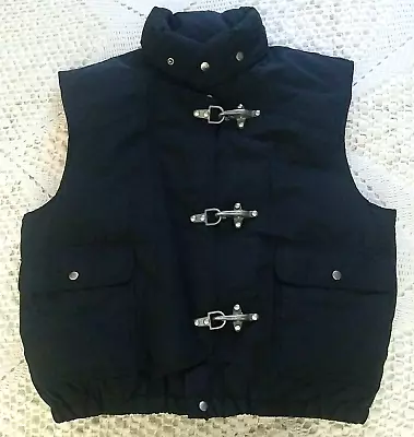 Vintage Ralph Lauren Men's Black Down Vest Sz. L Fireman Clasp • $200