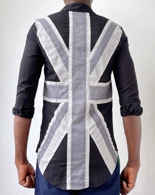 £88.75 • Buy DR. MARTENS LS UNION JACK VOILE LONGLINE SHIRT Unisex Black/Multi XS