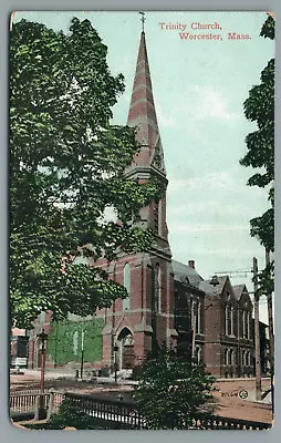 Trinity Church Clock Tower Worcester Mass Undivided Back Vintage Postcard • $7.95