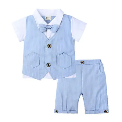2Pcs Formal Toddler Children Boy Kid Short Suit Wedding Party Outfits Size 1-4Y • £16.99