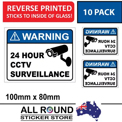 10 Pack Warning CCTV Security Surveillance Camera Sticker Sign Reverse Pri • $25