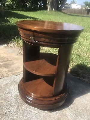 Vintage Rare Italy Burl Wood Style Cylinder Display Table Barrel Vanity. • $199