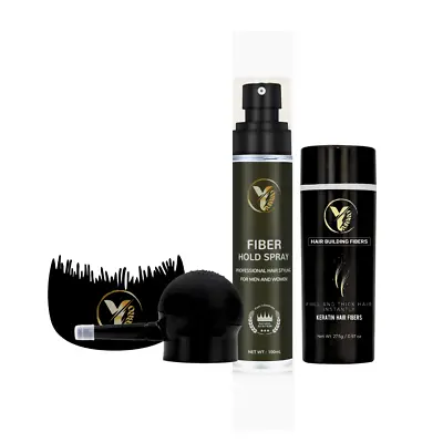 YASBRO® Hair Building Fibres 27.5 Gram +Applicator+Fiberhold Spray+Comb Set Of 4 • £19.49
