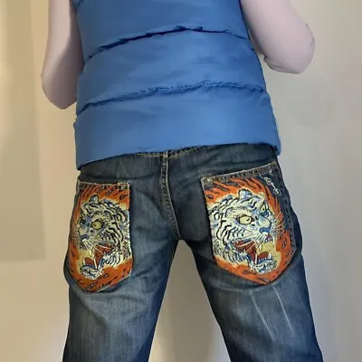 Ed Hardy Christian Audigier W30 Jeans Tiger Stitch • £150