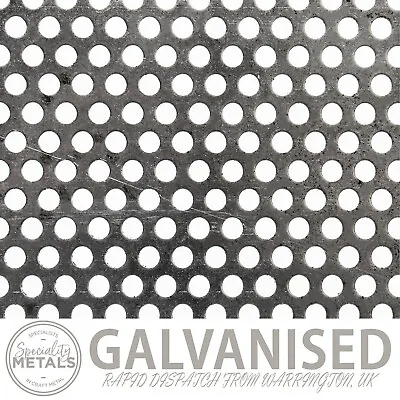 Galvanised Steel Round Hole Perforated Metal | 5mm Hole 8mm Pitch 1.5mm Thick • £13.85