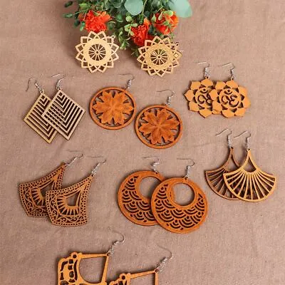 $1.71 • Buy Jewelry Bohemian DIY Wooden Earring Making African Pendant Dangle Earrings