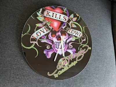 Ed Hardy Love Kills Slowly  Glass Wall Clock Christian Audigier • £20