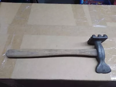 Vintage Meat Poultry Tenderizer Cast Iron Hatchet Wooden Handle Primitive  • $15