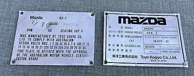 Mazda Rotary 1979 Rx7 Coupe Sa22c 12a Genuine Id Tags!! For Display • $199.99