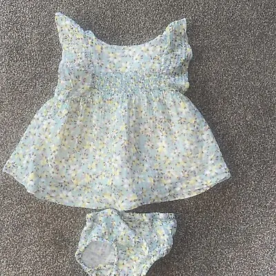 Zara Baby Girls Green Patterned Dress And Pants Size 1-3months Unworn But Washe • £2.99