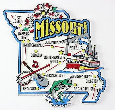 Missouri State Map And Landmarks Collage Fridge Collectible Souvenir Magnet • $8.45