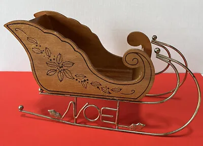 Christmas 14  Wood Sleigh Sled Metal NOEL Runners • $15