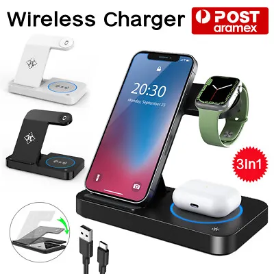 Wireless Charger Dock Charging Station 3in1 For Apple Watch IPhone15 14 13 12 11 • $24.59