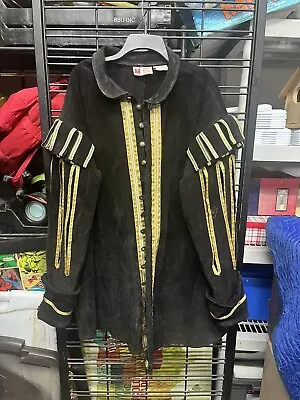 Renaissance Faire Costume Men Medieval Leather Black Gold Jacket Heavy Soft L/XL • $185