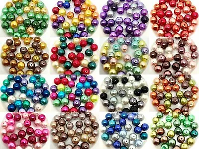 Mix Of Glass Faux Pearls - Colour Themed Packs Choose 3 4 6 8 10 Or 12mm • £2.69
