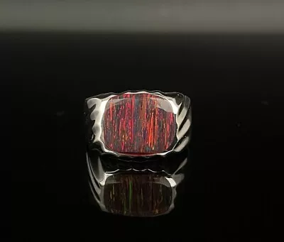 Red Fire Opal Mens Ring 925 Sterling Silver Ring Signet Mens Ring Gift For Him • $55.25