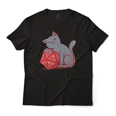 Dungeons And Dragons Cat D20 Dice Graphic T-Shirt Lightweight Cotton Tee Unisex • $22.49
