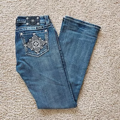 Miss Me Women's Mid-Rise Boot Cut  Embroidered Packets Jeans SZ 30 • $55