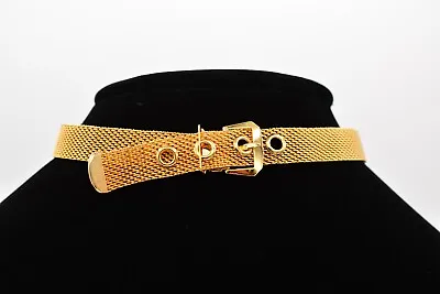 Vintage Choker Necklace Mesh Chain Belt Buckle Collar Gold Chunky NOS 90s Bin4A • $19.96