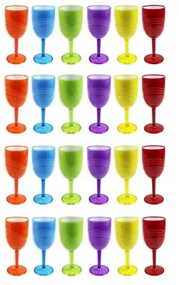 Coloured Plastic Wine Glasses Goblets Pack Of 24 2 Tone Champagne Cocktail Drink • £45.99