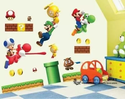Super Mario Removable Wall Stickers Decal Kids Cartoon Vinyl Art Home Décor NEW • $21.95