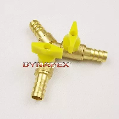 Universal 3 Way Tee Y Shut Off Ball Valve 5/16  8 Mm Barb Splitter Fuel Gas • $15.98