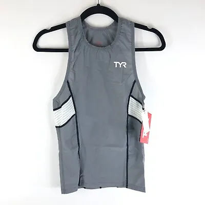 TYR Mens Carbon Tank Top Triathlon Moisture Wicking UPF 50+ Gray XS • $29.99