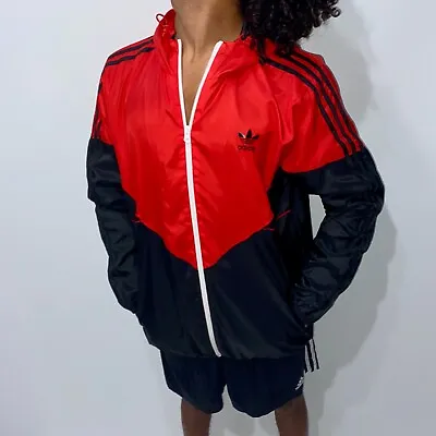 Super Rare Adidas Originals Jacket Windbreaker Glanz Cal Surf Red Black L • £112.50