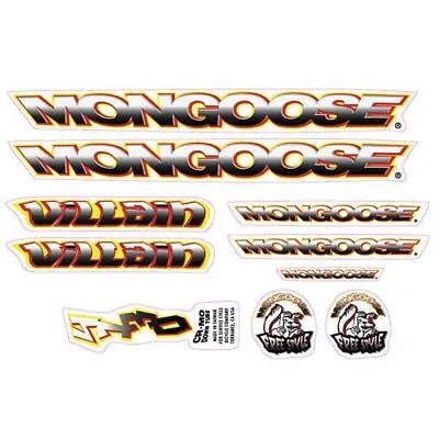 Mongoose - 1997 Villain Red Yellow - Decal Set - Old School Bmx • $88