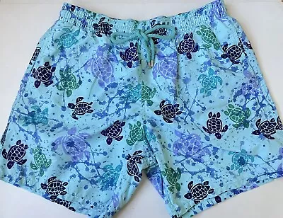 VILEBREQUIN Blue Turtles Moorea Swim Trunks Bathing Shorts XXL 2XL $350 • $119