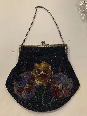 Beautiful Beaded “Pansy” Evening Bag • $42