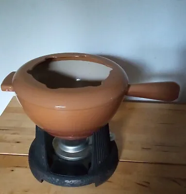 Vintage Brown Le Creuset Fondue Pot Enamelled Cast Iron. • £45