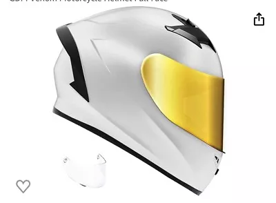 Full Face GDM Venom Motorcycle Helmet DOT White + SHIELD OPTIONS Kj • $65