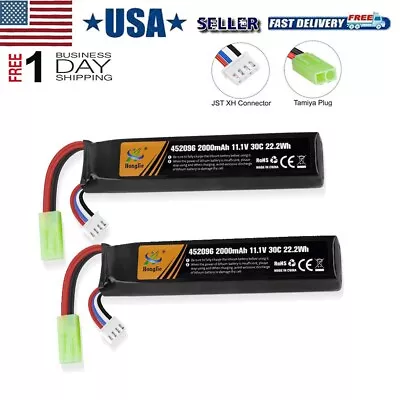 2Pcs 11.1V Airsoft Battery 2000mAh 30C Hobby LiPo Battery With Mini Tamiya Plug  • $25.26