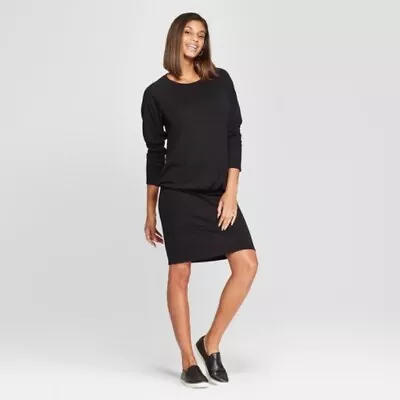 Isabel Maternity Womens Dress Small Black Casual Relaxed Cut Sew Long Sleeve New • $7.16