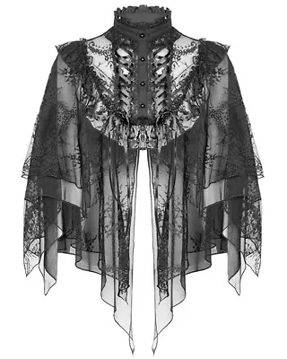 Dark In Love Womens Gothic Lace Shrug Cape Bolero Cloak Top Black Floral Witch • $33.36