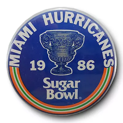 Vintage 1986 Miami Hurricanes Sugar Bowl 3.5 Inch Pinback Button • $8.99