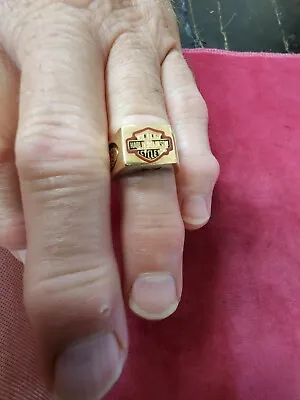 Mens Solid Harley Davidson Ring In 10 K Yellow Gold  • $900