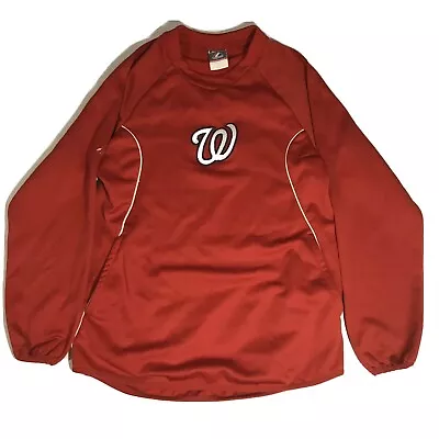 Majestic Washington Nationals Red Long Sleeve Pullover Sweatshirt Mens Small S • $15