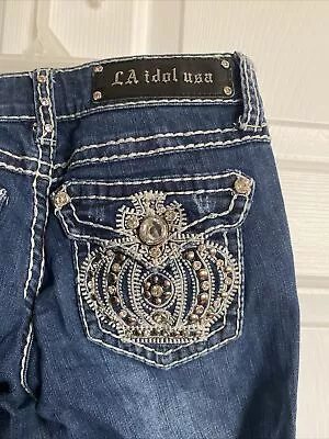 Women’s LA Idol Jeans Sz 3 Denim Bootcut Dark  Rinse • $12.99