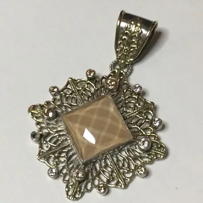 MARS And VALENTINE GOLD TRIMMED STERLING SILVER PENDANT EUC • $189.99