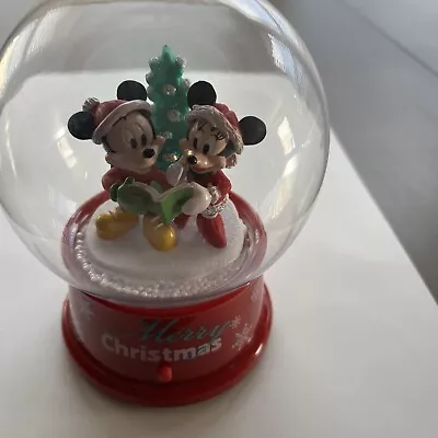 Mickey And Minnie Mouse Christmas Musical Waterless Snow Globe Gemmy Disney • $23.99