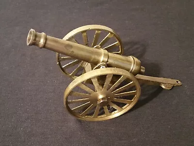 CANNON BRASS ON WHEELS ART SCULPTURE 7.5  WARE BRASSWARE VINTAGE Unique • $24