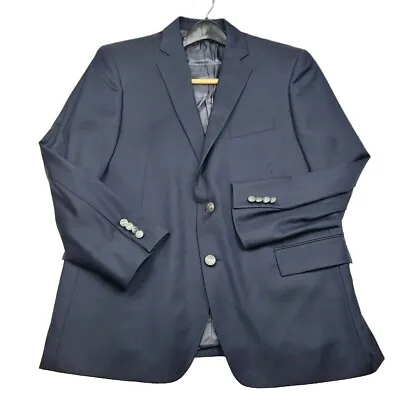Brooks Brothers Regent Mens Blazer 44S Solid Blue Jacket - Metal Logo Buttons • $39.77