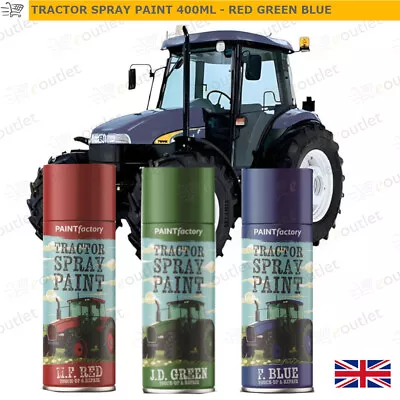 Tractor Spray Paint Tractor Mower Wheels Touch Ups & Repair 400ml Red Green Blue • £6.49