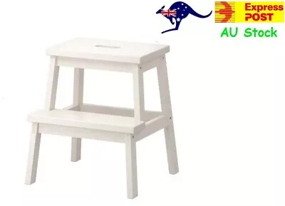 IKEA BEKV WHITE Solid Aspen Wooden Step Stool Ladder Chair Garage • $60.99