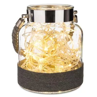 Hanging Glass Jar Lantern Light Candle Holder Wedding Decoration Tea Home Garden • £9.95