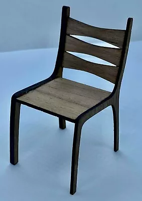 Dollhouse Miniature 1:12 Scale Modern  Bow Tie  Dining/Desk Chair KIT In Walnut • $5