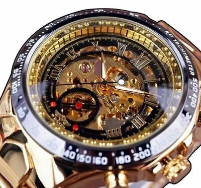 £24.59 • Buy Winner Men Automatic Mechanical Skeleton Analog Gold Stainless Steel Wrist Watch