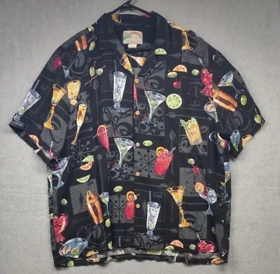 Vtg Paradise Found Shirt Mens XL Hawaiian Black Martini Cocktails Party Atomic • $27.90